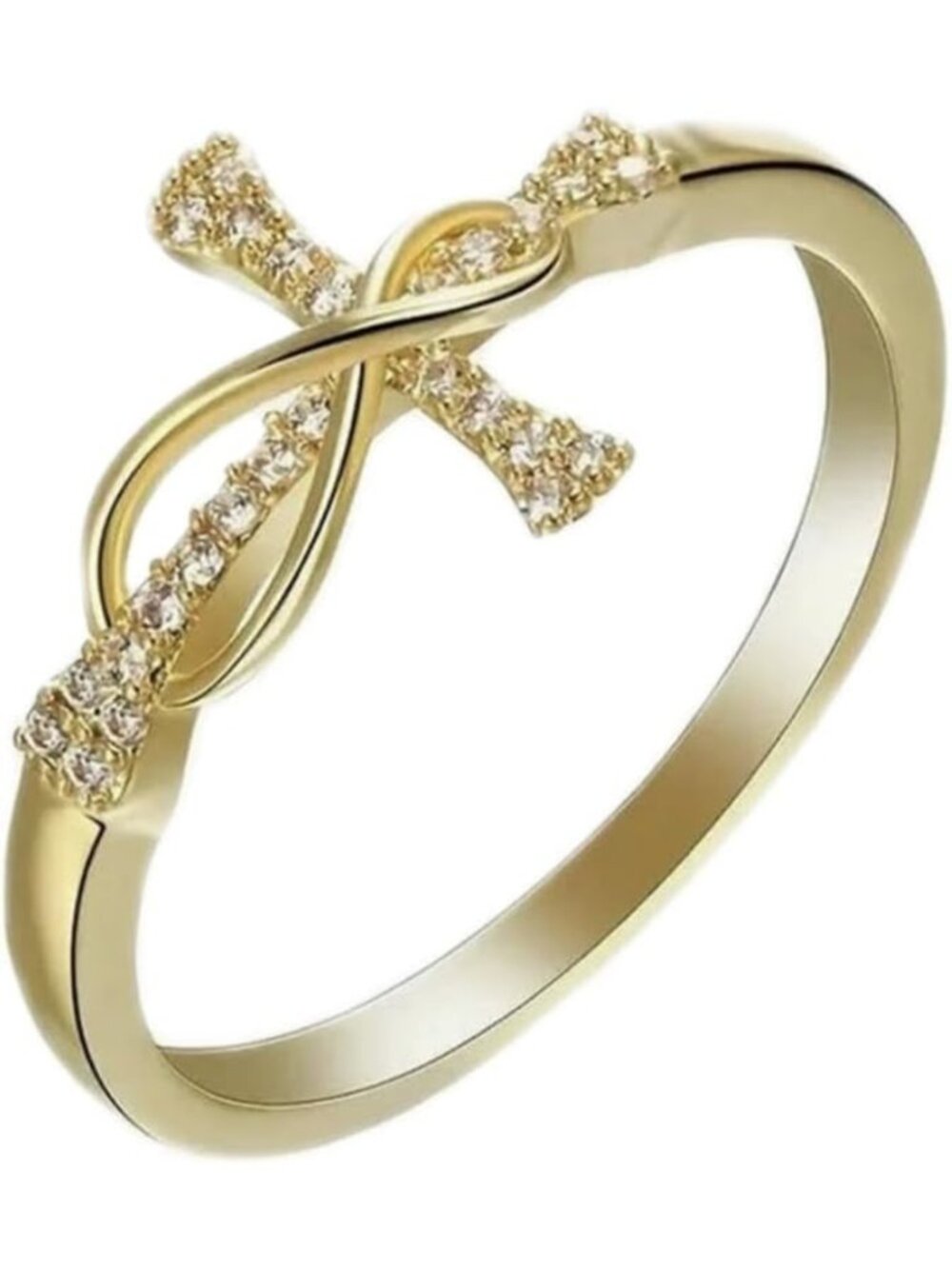 Stunning Moissanite Cross Ring for Women - 925 Sterling Silver & Gold Promise